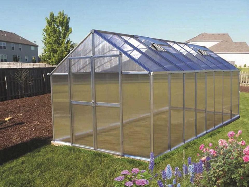Bare Riverstone Monticello Greenhouse in garden