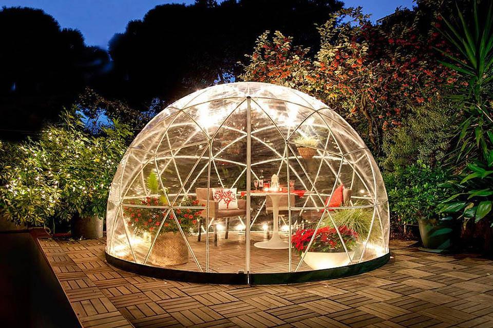 Geodesic dome greenhouse looks like an igloo make of triangles